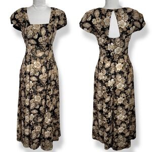 Karin Stevens Black and Cream Floral Maxi Dress